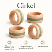 Cirkel — houten servetringen, set van 4